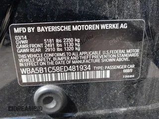 2014 BMW 5 Series 535i with VIN WBA5B1C58ED481934, listed as a IAAI auction lot 41793504 with 190,773 mi miles and . Bid and sale history available at DreamBid. Image 9.