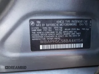 2011 BMW 3 Series 328i with VIN WBAPH5C58BA441154, listed as a Copart auction lot 50467185 with 167,328 mi miles and Salvage Title. Bid and sale history available at carsss.com. Image 14.