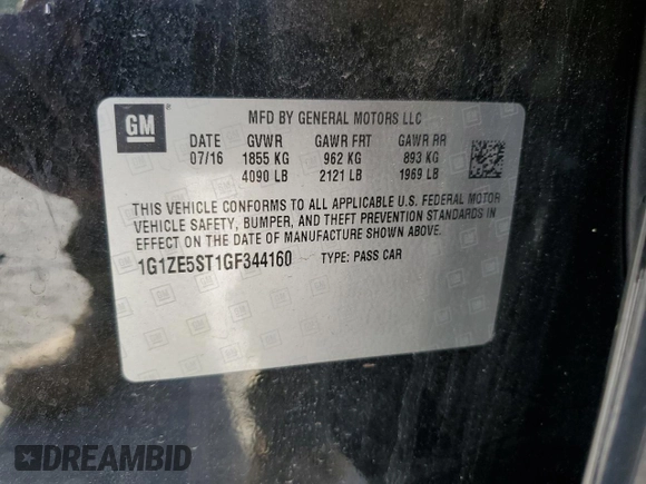 2016 Chevrolet Malibu LT with VIN 1G1ZE5ST1GF344160, listed as a Copart auction lot 53835345 with 193,925 mi miles and Salvage Title. Bid and sale history available at DreamBid. Image 12.