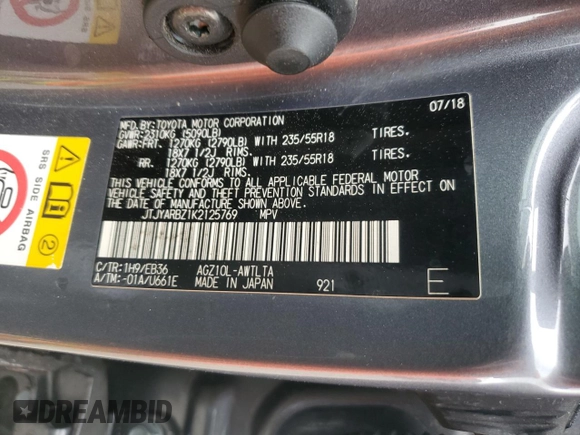 2019 Lexus NX 300 z VIN JTJYARBZ1K2125769, wystawiony jako Copart lot #52212285 z przebiegiem 131 072 mil mil oraz Szkoda całkowita • Salvage title. Historia ofert i sprzedaży dostępna na DreamBid. Obrazek 15.