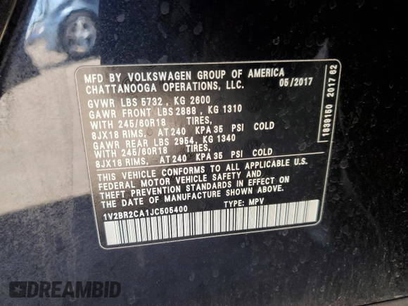 2018 Volkswagen Atlas Launch Edition z VIN 1V2BR2CA1JC505400, wystawiony jako Copart lot #72614594 z przebiegiem 88 138 mil mil oraz Szkoda całkowita • Salvage title. Historia ofert i sprzedaży dostępna na DreamBid. Obrazek 12.