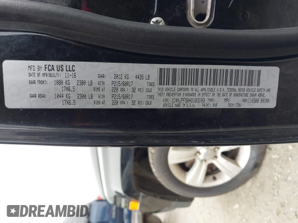 2017 Jeep Patriot Latitude with VIN 1C4NJPFB0HD183103, listed as a IAAI auction lot 41542578 with 131,876 mi miles and . Bid and sale history available at DreamBid. Image 9.
