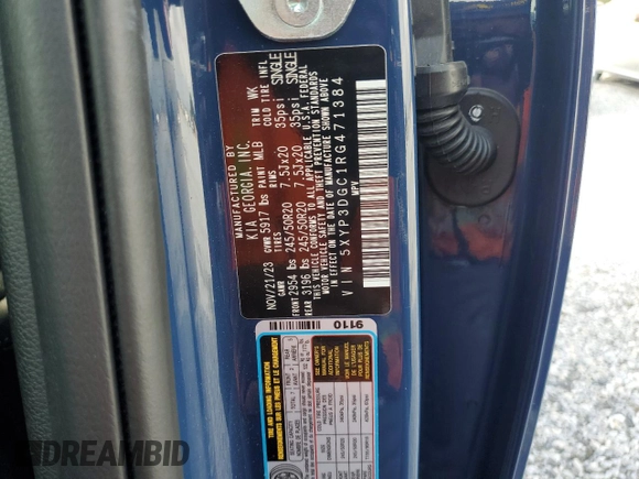 2024 Kia Telluride EX with VIN 5XYP3DGC1RG471384, listed as a Copart auction lot 59708035 with 8,388 mi miles and Salvage title. Bid and sale history available at DreamBid. Image 14.