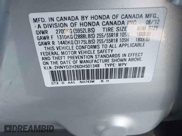 2013 Acura MDX with VIN 2HNYD2H26DH501348, listed as a IAAI auction lot 41388486 with 93,528 mi miles. Bid and sale history available at carsss.com. Image 9.