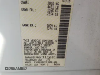 2016 Nissan LEAF S with VIN 1N4BZ0CP6GC311681, listed as a Copart auction lot 63923203 with 79,118 mi miles. Bid and sale history available at carsss.com. Image 13.