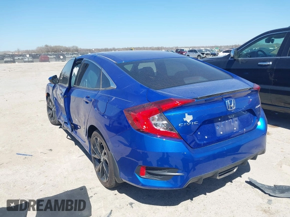 2021 Honda Civic Sedan Sport with VIN 19XFC2F85ME002091, listed as a IAAI auction lot 41810445 with 37,541 mi miles. Bid and sale history available at carsss.com. Image 3.