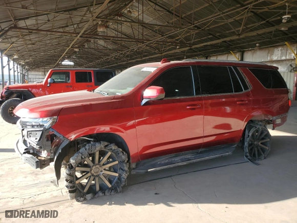 2023 Chevrolet Tahoe LS with VIN 1GNSKMKD0PR368749, listed as a Copart auction lot 75498624 with 25,150 mi miles and Salvage Title. Bid and sale history available at carsss.com. Image 1.