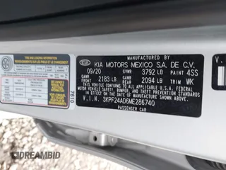2021 Kia Forte FE z VIN 3KPF24AD6ME286740, wystawiony jako IAAI lot #40040318 z przebiegiem 60 179 mil mil oraz . Historia ofert i sprzedaży dostępna na DreamBid. Obrazek 9.