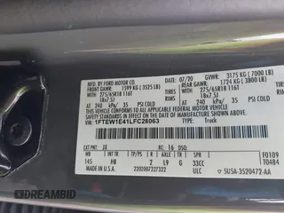 2020 Ford F-150 XL with VIN 1FTEW1E41LFC28063, listed as a IAAI auction lot 41678477 with 1 mi miles. Bid and sale history available at carsss.com. Image 9.