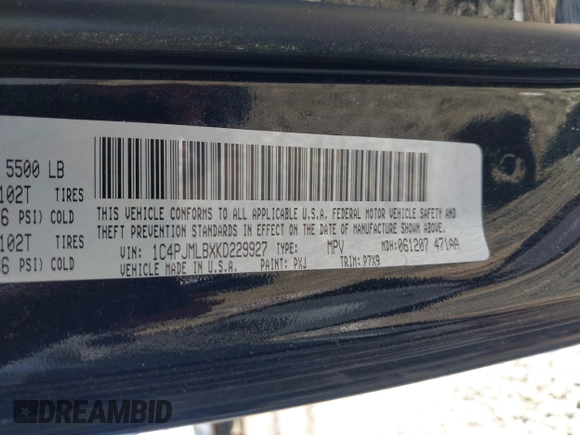 2019 Jeep Cherokee Latitude Plus with VIN 1C4PJMLBXKD229927, listed as a IAAI auction lot 42238552 with 90,984 mi miles and . Bid and sale history available at DreamBid. Image 9.