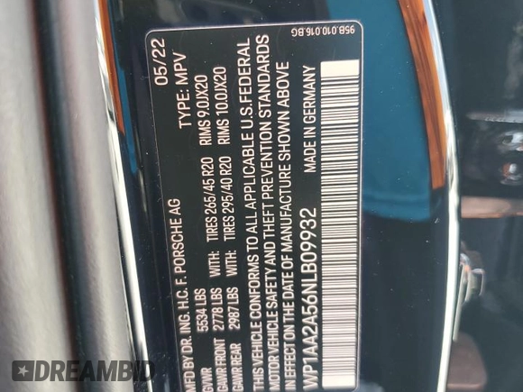 2022 Porsche Macan with VIN WP1AA2A56NLB09932, listed as a Copart auction lot 55310715 with 18,741 mi miles and Salvage title. Bid and sale history available at DreamBid. Image 14.