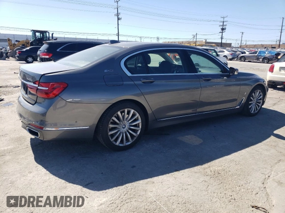 2018 BMW 7 Series 740e xDrive with VIN WBA7J2C55JG938385, listed as a Copart auction lot 49109985 with 81,567 mi miles and Salvage Title. Bid and sale history available at DreamBid. Image 3.