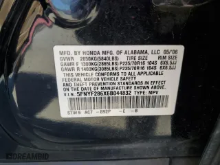 2006 Honda Pilot EX-L with RES with VIN 5FNYF286X6B044832, listed as a Copart auction lot 81104344 with 255,006 mi miles and Salvage Title. Bid and sale history available at carsss.com. Image 15.
