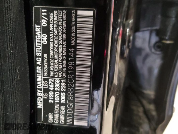 2012 Mercedes-Benz C 300 Sport with VIN WDDGF8BB2CR198144, listed as a Copart auction lot 55642915 with 46,640 mi miles and Salvage Title. Bid and sale history available at DreamBid. Image 13.