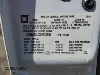 2005 GMC Sierra 1500HD SLE z VIN 1GTGK13UX5F827585, wystawiony jako Copart lot #45248805 z przebiegiem Nie podano mil oraz Szkoda całkowita • Salvage title. Historia ofert i sprzedaży dostępna na DreamBid. Obrazek 14.