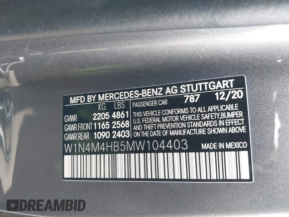 2021 Mercedes-Benz GLB 250 с VIN W1N4M4HB5MW104403, выставлен на аукционе IAAI как лот 41884647 с пробегом 44 951 миль миль и . История ставок и продаж доступна на DreamBid. Изображение 9.