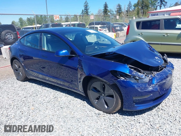 2023 Tesla Model 3 z VIN 5YJ3E1EA9PF639141, wystawiony jako IAAI lot #42167773 z przebiegiem 57 459 mil mil oraz . Historia ofert i sprzedaży dostępna na DreamBid. Obrazek 1.