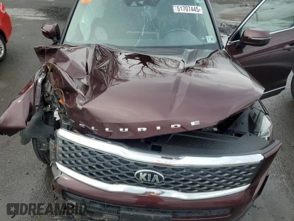 2021 Kia Telluride LX with VIN 5XYP2DHC8MG160478, listed as a Copart auction lot 51707445 with 52,934 mi miles and Salvage title. Bid and sale history available at DreamBid. Image 12.