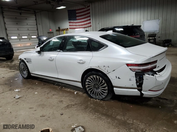 2023 Genesis Electrified G80 with VIN KMTGE4S16PU006368, listed as a Copart auction lot 88746115 with 16,417 mi miles and Salvage Title. Bid and sale history available at carsss.com. Image 2.