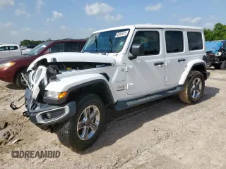 2021 Jeep Wrangler Unlimited Sahara with VIN 1C4HJXEN1MW719001, listed as a Copart auction lot 62944675 with 21,429 mi miles and Salvage title. Bid and sale history available at DreamBid. Image 1.