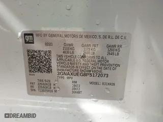2023 Chevrolet Equinox LT with VIN 3GNAXUEG8PS172073, listed as a IAAI auction lot 41660175 with 49,893 mi miles. Bid and sale history available at carsss.com. Image 9.