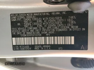 2012 Toyota Highlander Limited with VIN 5TDDK3EH7CS133108, listed as a Copart auction lot 60287995 with 201,779 mi miles and Salvage title. Bid and sale history available at DreamBid. Image 12.