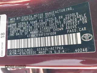 2015 Toyota Avalon Limited with VIN 4T1BK1EB8FU181008, listed as a IAAI auction lot 41850174 with 71,921 mi miles and . Bid and sale history available at DreamBid. Image 9.