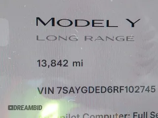 2024 Tesla Model Y с VIN 7SAYGDED6RF102745, выставлен на аукционе IAAI как лот 41824709 с пробегом 13 842 миль миль и . История ставок и продаж доступна на DreamBid. Изображение 15.