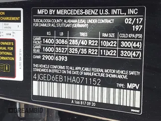 2017 Mercedes-Benz GLE 43 AMG with VIN 4JGED6EB1HA071152, listed as a IAAI auction lot 41556003 with 128,325 mi miles and . Bid and sale history available at DreamBid. Image 9.
