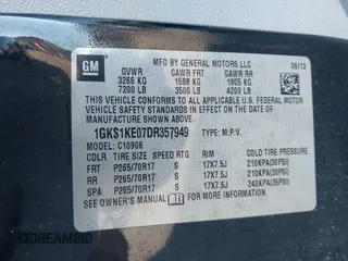 2013 GMC Yukon XL SLT with VIN 1GKS1KE07DR357949, listed as a IAAI auction lot 42227558 with 232,071 mi miles and . Bid and sale history available at DreamBid. Image 9.