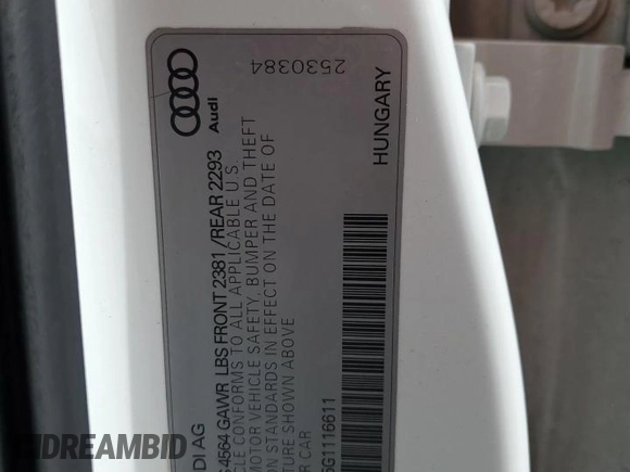 2016 Audi A3 Premium z VIN WAUB8GFF5G1116611, wystawiony jako Copart lot #56052805 z przebiegiem 70 458 mil mil oraz Szkoda całkowita • Salvage title. Historia ofert i sprzedaży dostępna na DreamBid. Obrazek 12.
