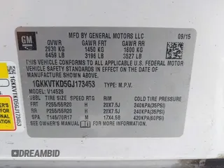 2016 GMC Acadia Denali with VIN 1GKKVTKD5GJ173453, listed as a IAAI auction lot 42021769 with 87,243 mi miles and . Bid and sale history available at DreamBid. Image 9.