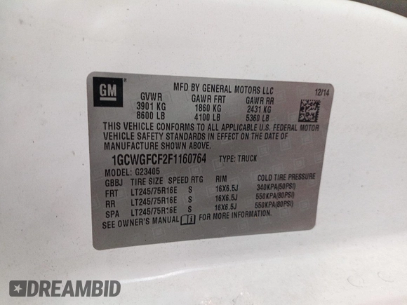 2015 Chevrolet Express Cargo z VIN 1GCWGFCF2F1160764, wystawiony jako IAAI lot #42566615 z przebiegiem 232 493 mil mil oraz . Historia ofert i sprzedaży dostępna na DreamBid. Obrazek 25.