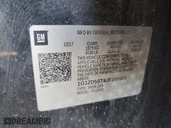 2018 Chevrolet Malibu LT with VIN 1G1ZD5ST4JF169669, listed as a Copart auction lot 42619865 with 144,798 mi miles and Salvage Title. Bid and sale history available at DreamBid. Image 14.