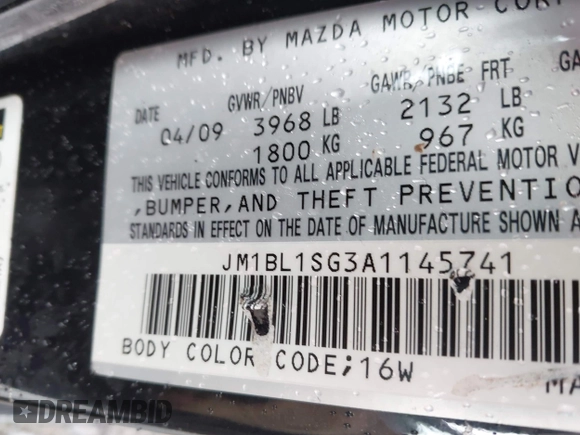 2010 Mazda 3 i Touring with VIN JM1BL1SG3A1145741, listed as a IAAI auction lot 42190530 with 185,871 mi miles and . Bid and sale history available at carsss.com. Image 9.