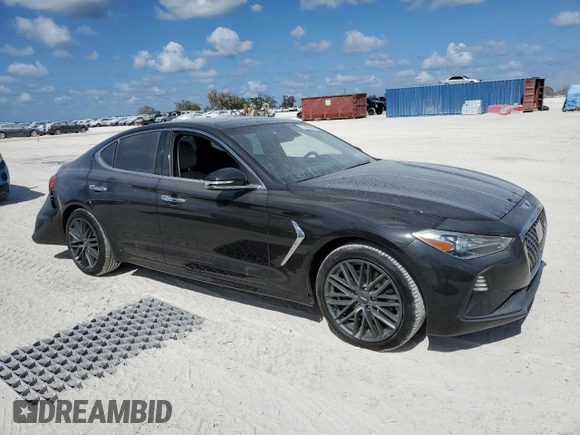 2019 Genesis G70 2.0T Advanced with VIN KMTG44LA9KU015043, listed as a Copart auction lot 77567484 with 80,635 mi miles and Salvage Title. Bid and sale history available at carsss.com. Image 4.