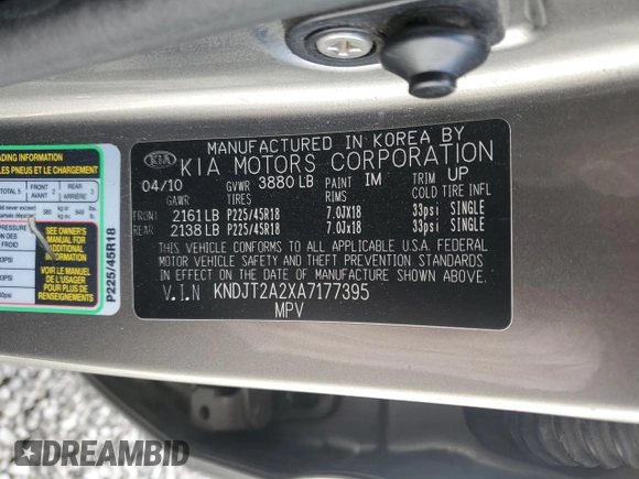 2010 Kia Soul + with VIN KNDJT2A2XA7177395, listed as a Copart auction lot 51156815 with 199,090 mi miles and Salvage Title. Bid and sale history available at DreamBid. Image 15.