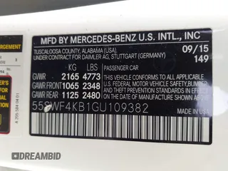 2016 Mercedes-Benz C 300 Luxury with VIN 55SWF4KB1GU109382, listed as a IAAI auction lot 42140067 with 64,932 mi miles and . Bid and sale history available at carsss.com. Image 9.