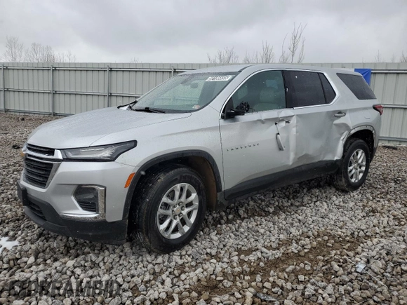 2022 Chevrolet Traverse LS with VIN 1GNEVLKW5NJ108245, listed as a Copart auction lot 50186695 with 0 mi miles and Clean Title. Bid and sale history available at carsss.com. Image 1.