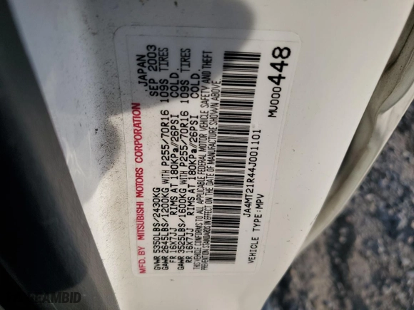 2004 Mitsubishi Montero Sport LS with VIN JA4MT21R44J001101, listed as a Copart auction lot 46726195 with 244,348 mi miles and Salvage Title. Bid and sale history available at carsss.com. Image 13.
