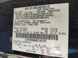 2008 Ford Mustang Deluxe with VIN 1ZVHT84N685144789, listed as a IAAI auction lot 41659256 with 176,332 mi miles and . Bid and sale history available at carsss.com. Image 9.