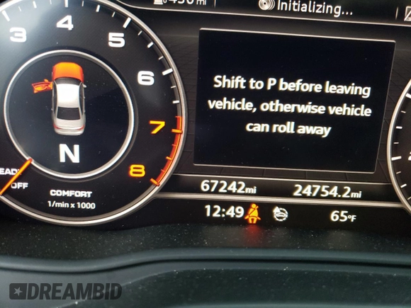 2018 Audi A4 Premium Plus with VIN WAUENAF49JN014357, listed as a Copart auction lot 65951972 with 67,242 mi miles. Bid and sale history available at carsss.com. Image 8.