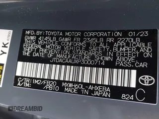 2023 Toyota Prius LE with VIN JTDACAAUXP3000714, listed as a IAAI auction lot 41486696 with 39,634 mi miles. Bid and sale history available at carsss.com. Image 9.