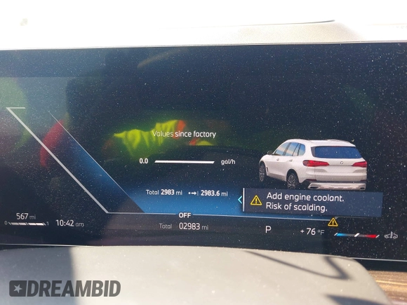2025 BMW X5 xDrive40i z VIN 5UX23EU03S9Z14103, wystawiony jako IAAI lot #42519767 z przebiegiem 2 983 mil mil oraz . Historia ofert i sprzedaży dostępna na DreamBid. Obrazek 7.