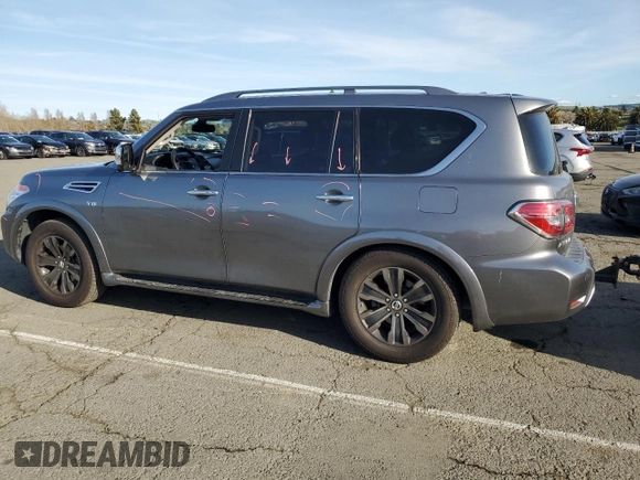 2017 Nissan Armada Platinum z VIN JN8AY2NF1H9300454, wystawiony jako Copart lot #49198605 z przebiegiem 109 546 mil mil oraz Szkoda całkowita • Salvage title. Historia ofert i sprzedaży dostępna na DreamBid. Obrazek 2.