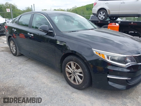 2018 Kia Optima LX with VIN 5XXGT4L36JG216244, listed as a IAAI auction lot 42223456 with 134,150 mi miles and . Bid and sale history available at carsss.com. Image 1.