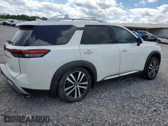 2024 Nissan Pathfinder Platinum z VIN 5N1DR3DG4RC235587, wystawiony jako Copart lot #55989855 z przebiegiem 22 214 mil mil oraz Szkoda całkowita • Salvage title. Historia ofert i sprzedaży dostępna na DreamBid. Obrazek 3.
