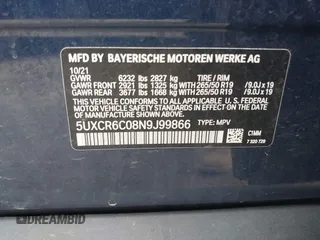 2022 BMW X5 xDrive40i z VIN 5UXCR6C08N9J99866, wystawiony jako IAAI lot #42215532 z przebiegiem 53 484 mil mil oraz . Historia ofert i sprzedaży dostępna na DreamBid. Obrazek 9.