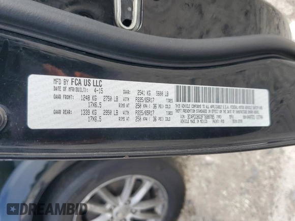 2015 Dodge Journey SXT with VIN 3C4PDDBG3FT688785, listed as a Copart auction lot 64186195 with 120,812 mi miles and Clean title. Bid and sale history available at DreamBid. Image 14.