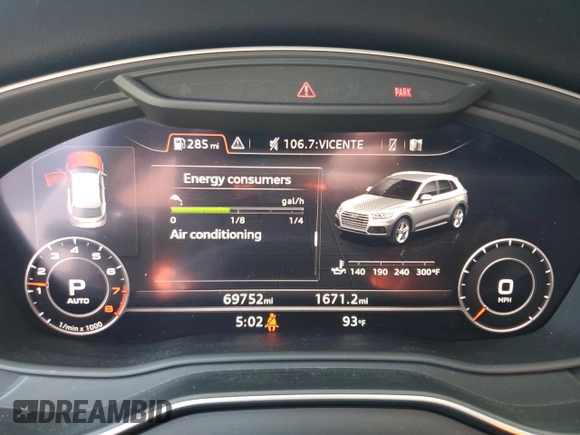 2018 Audi Q5 Premium with VIN WA1ANAFY1J2238223, listed as a Copart auction lot 56636095 with 69,752 mi miles and Clean title. Bid and sale history available at DreamBid. Image 9.